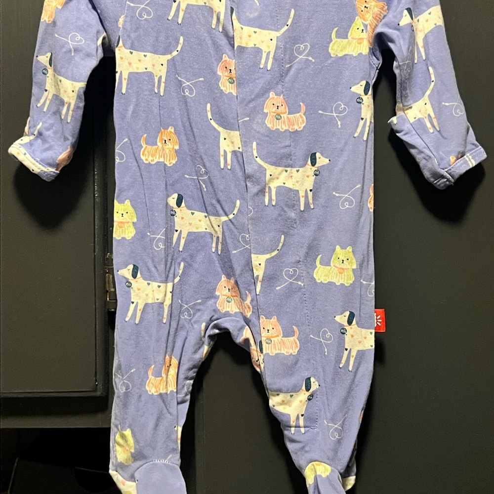 Magnetic Me Purple Dog Print Kids Footie